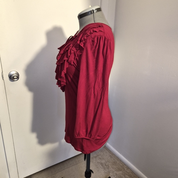 Fever Crimson Ruffle Blouse - Picture 2 of 5